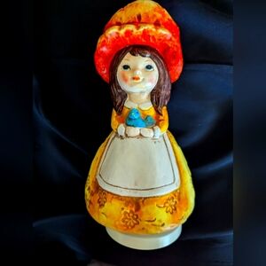 Vintage Sankyo Schmidt Bros.Inc Girl with Bonnet & Bluebird